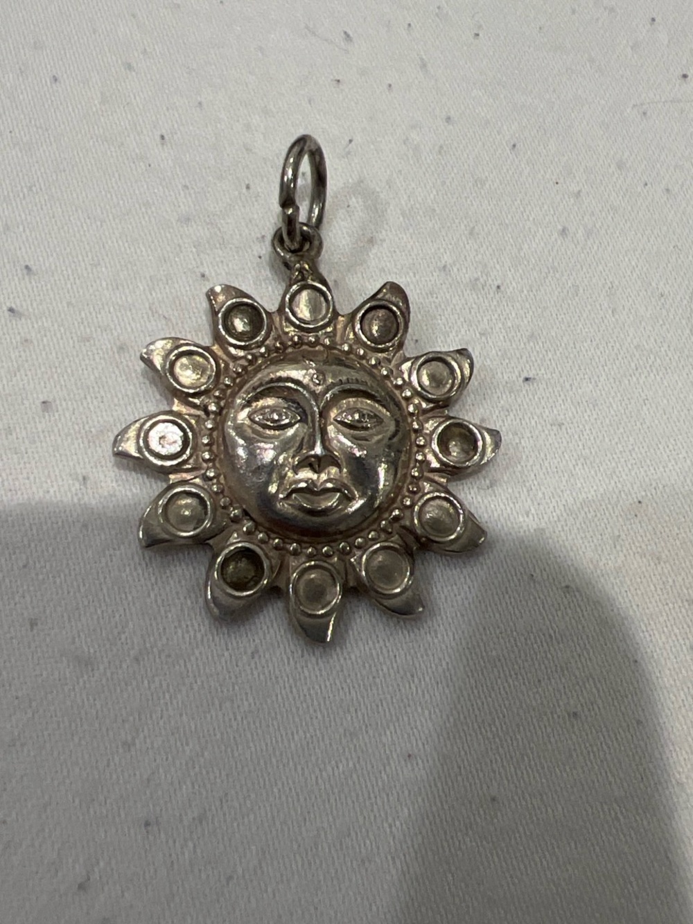 Silver Sun Face Pendant Necklace 925 Silver